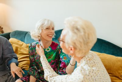 Two senior women enjoying each others company