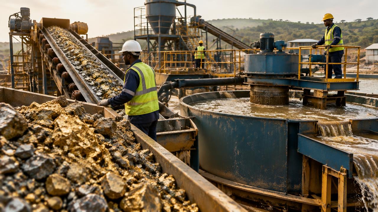 Gold ore and industrial processing equipment illustrating Burkina Faso's effort to retain more value from its natural resources.